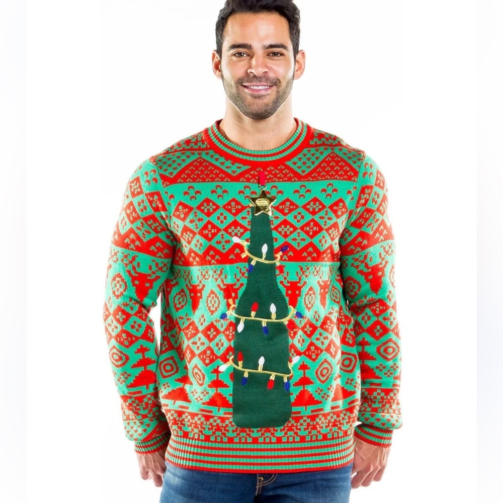 MEN'S BOTTLE OPENER UGLY CHRISTMAS SWEATER size S nwot